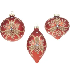 Raz 4" Red And Gold Holly Glass Christmas Ornament 4322839