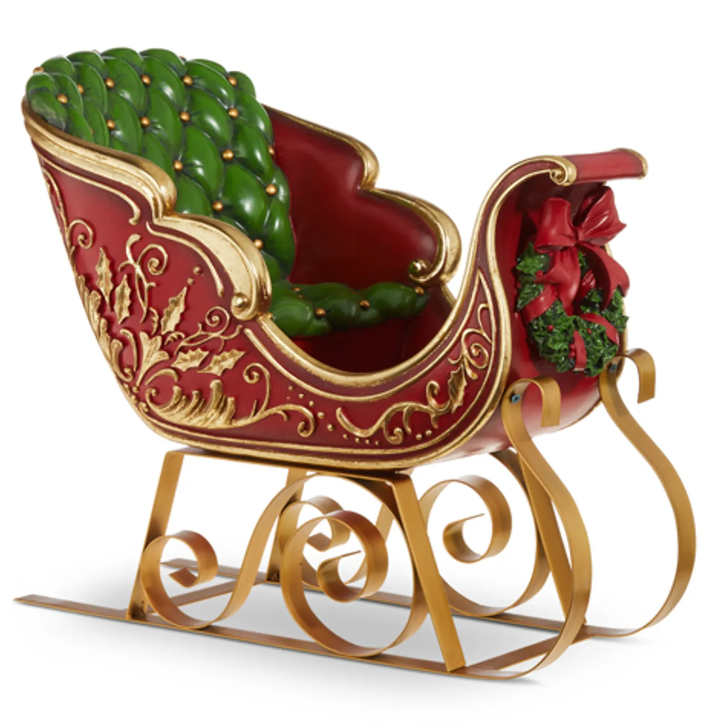 Raz 22" Red And Gold Metal Sleigh Christmas Figure 4310180
