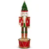 Raz 23" Red And Gold Nutcracker On Drum With Christmas Tree Figure 4401605