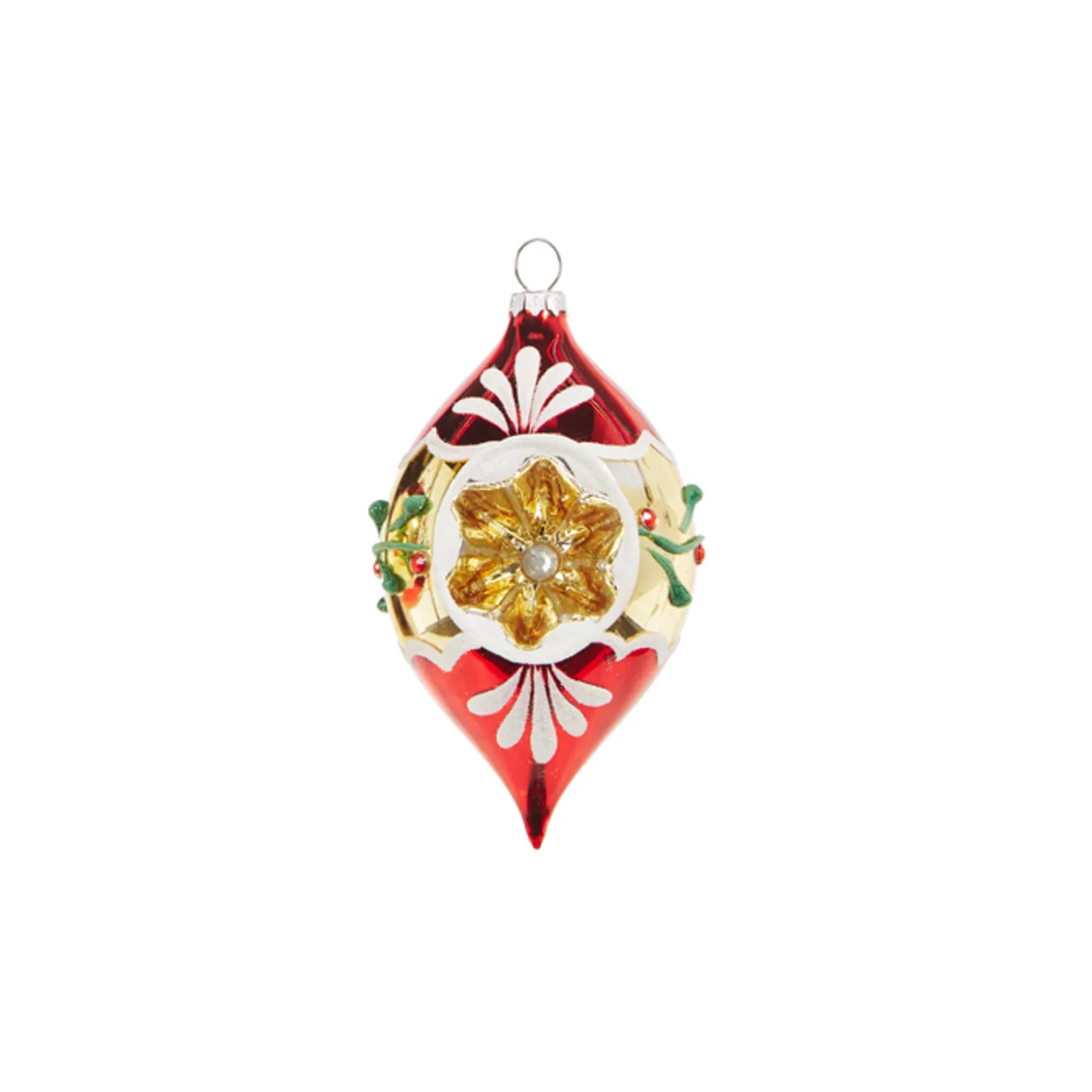 Raz 3" Red And Gold Vintage Glass Christmas Ornament 4320019