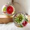 Raz 4" Red And Green Vintage Reflector Ball Glass Christmas Ornament 4352880