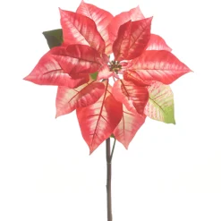 Raz 24.5" Red And Pink Poinsettia Stem Christmas Tree Pick F4341706