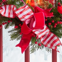 Raz 4" Red And White Gingham Wired Christmas Ribbon R4471788
