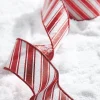 Raz 2.5" Red And White Metallic Peppermint Striped Wired Christmas Ribbon R4271839