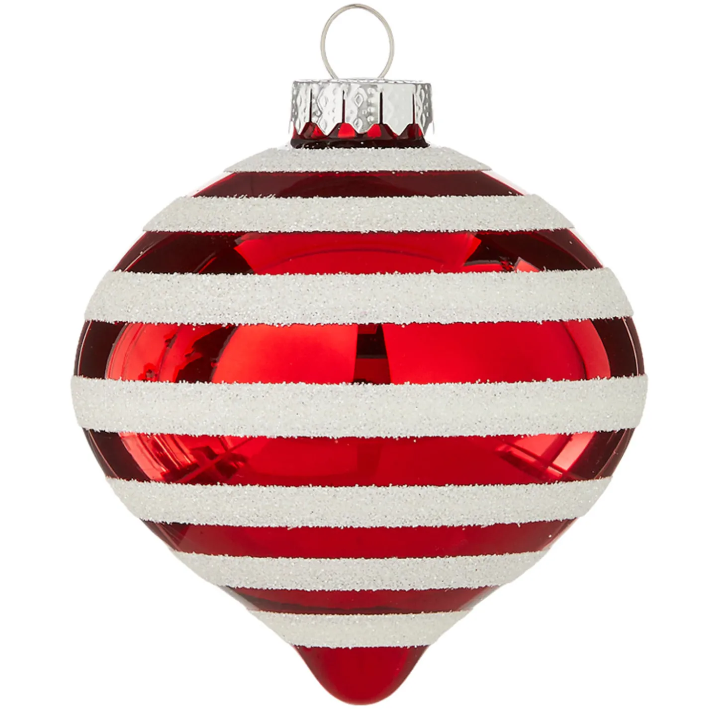 Raz 4" Red And White Striped Glass Christmas Ornaments 4120871