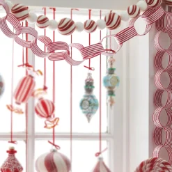 Raz 4' Red And White Striped Chain Christmas Garland G4106712