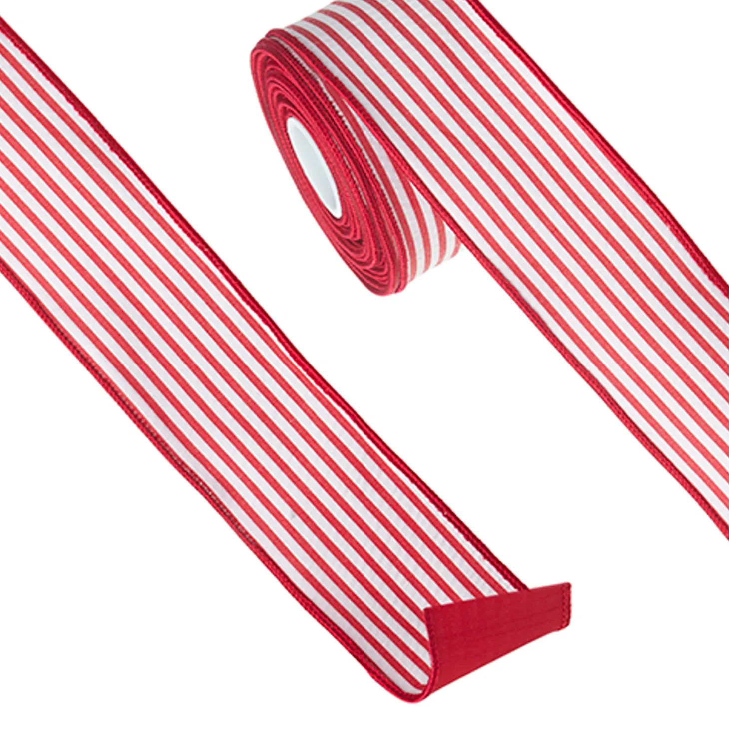 Raz 2.5" Red And White Striped Wired Christmas Ribbon R4271811