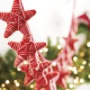 Raz 6' Red And White Yarn Star Christmas Tree Garland G4160800
