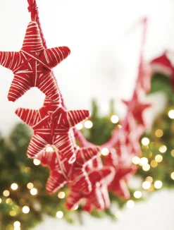 Raz 6' Red And White Yarn Star Christmas Tree Garland G4160800