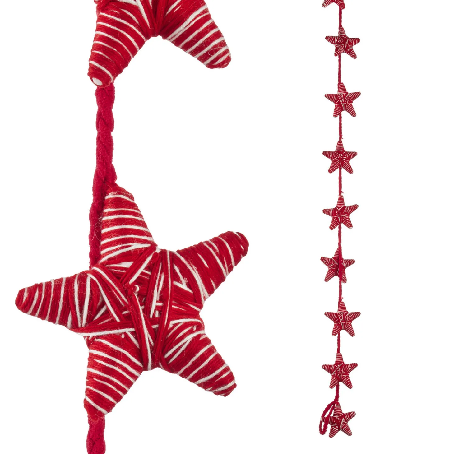 Raz 6' Red And White Yarn Star Christmas Tree Garland G4160800