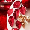 Raz 33.5" Red Beaded Leaf Christmas Tree Spray F4322788