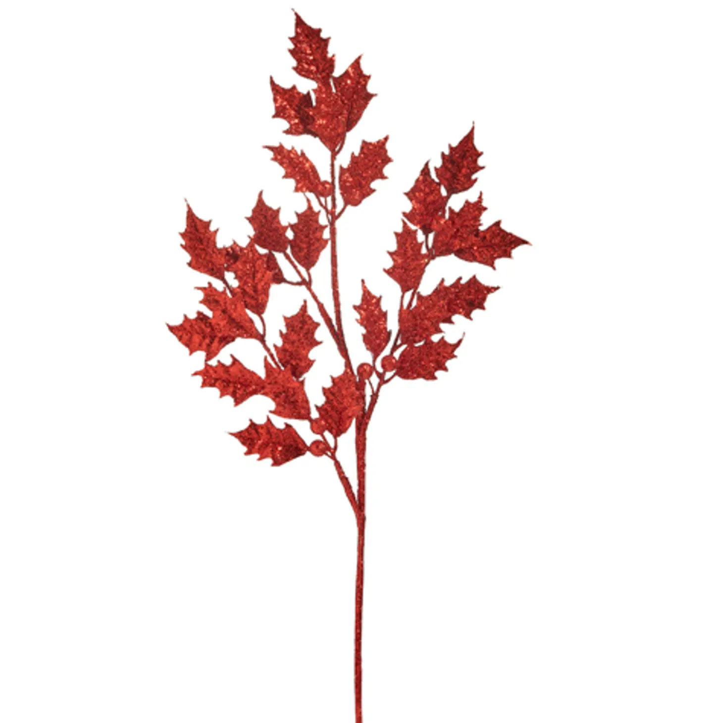 Raz 29" Red Glittered Holly Leaf Christmas Tree Spray F4441749