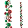 Raz 4' Red, Green, And Silver Plastic Ball Christmas Garland G4416412