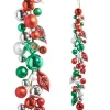 Raz 4' Red, Green And Silver Vintage Ball Ornament Christmas Garland G4432700