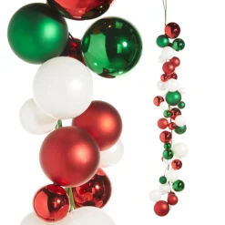 Raz 4' Red, Green, And White Ball Garland G4332703