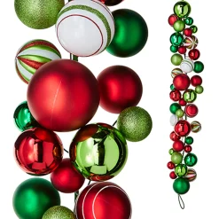 Raz 4' Red, Green, White Ball Ornament Christmas Garland G4322706