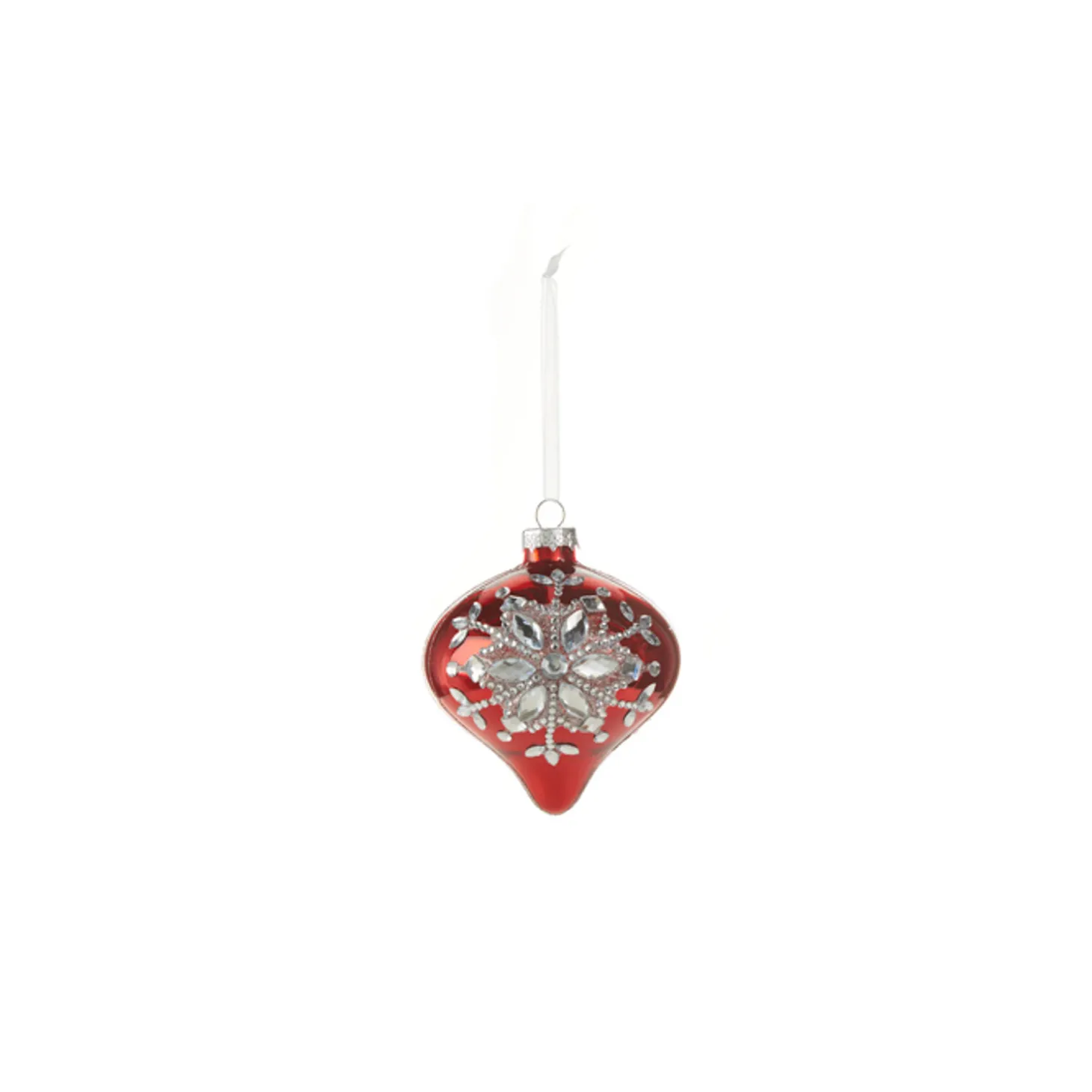 Raz 4" Red Jeweled Snowflake Glass Christmas Ornament 4324540