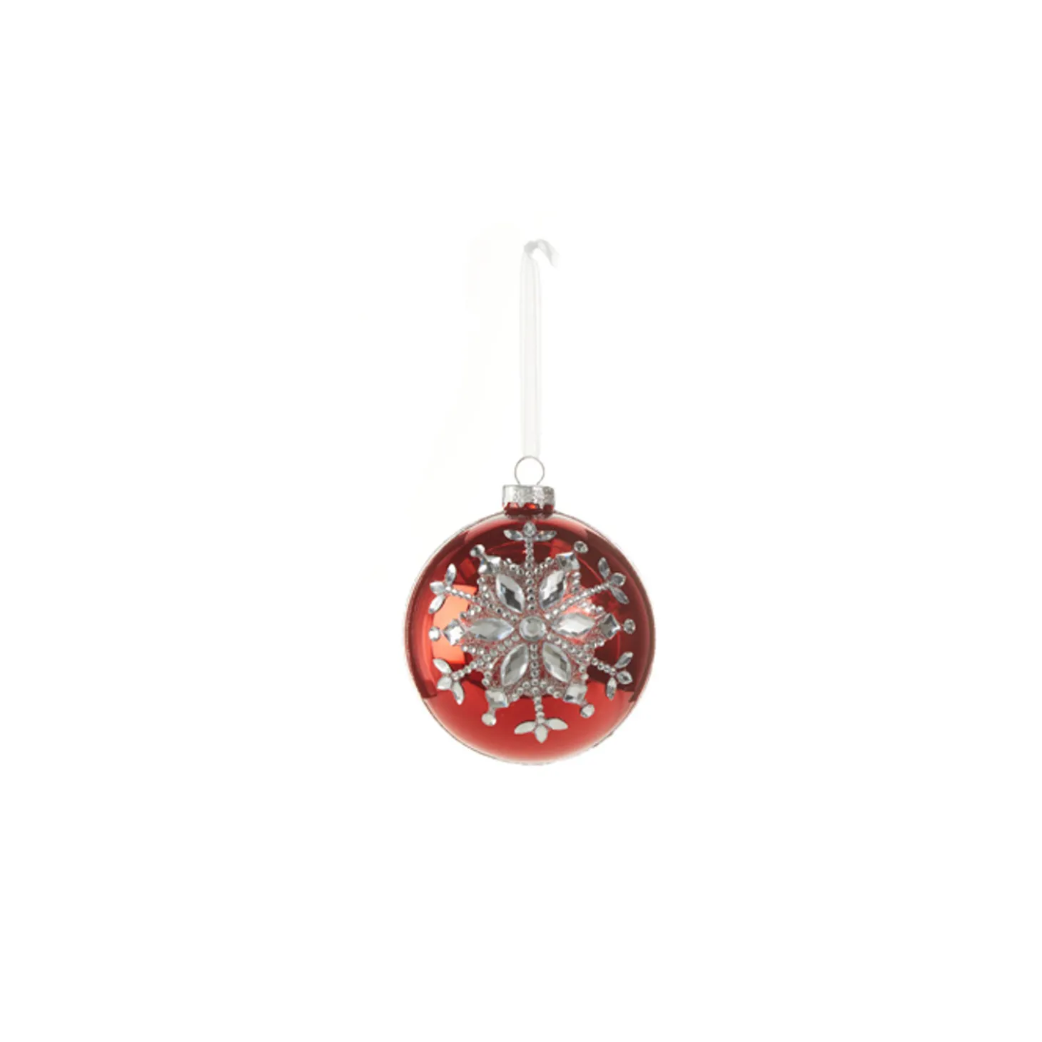 Raz 4" Red Jeweled Snowflake Glass Christmas Ornament 4324540