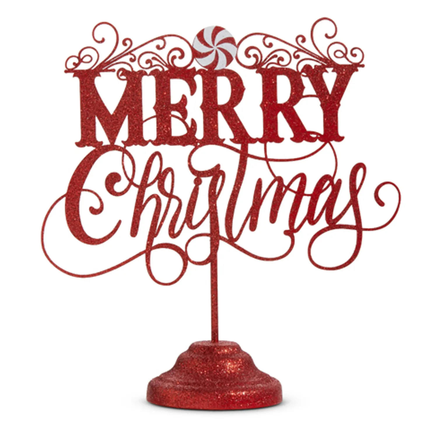 Raz 12.75" Red Merry Christmas On Stand Christmas Sign Decoration 4428091