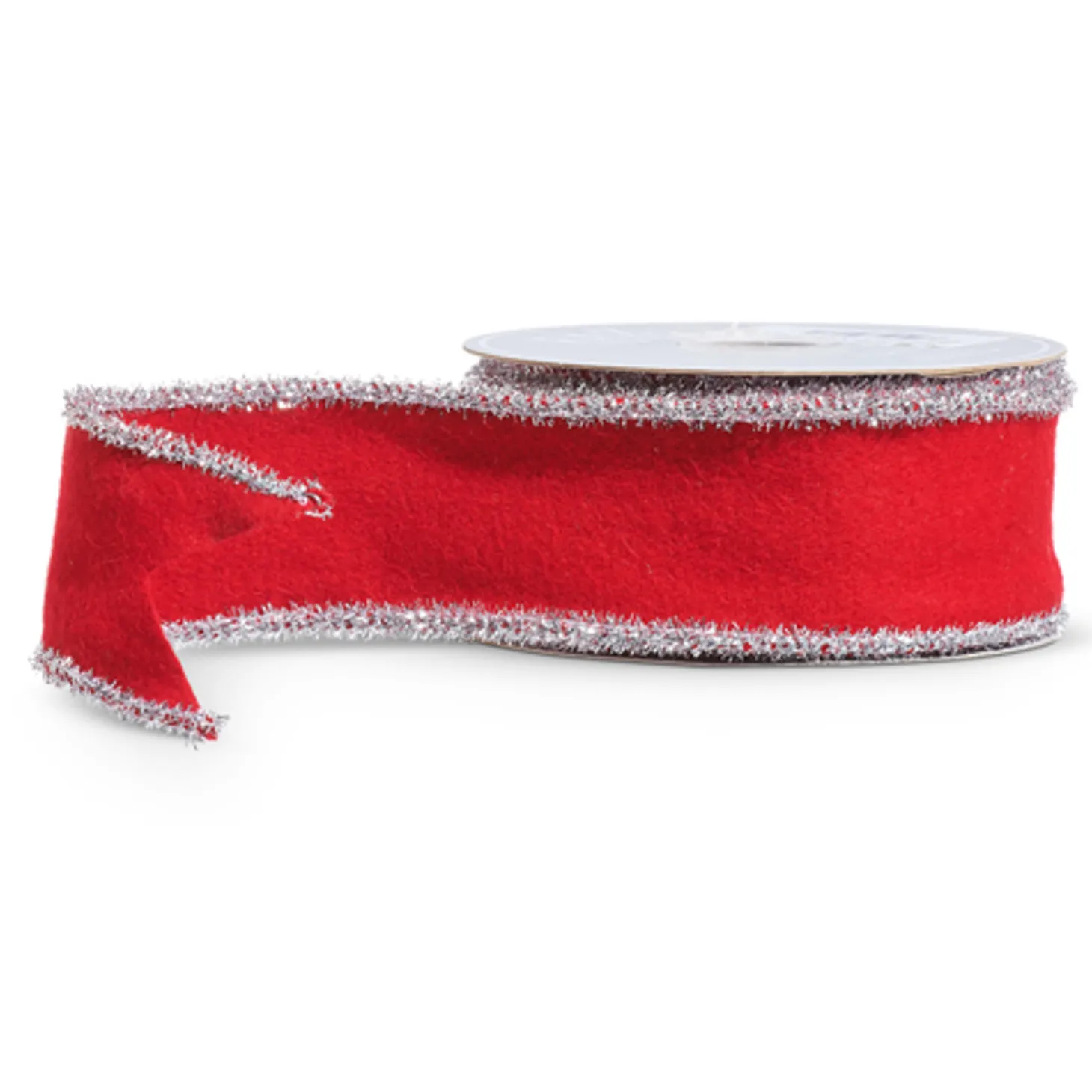 Raz 2.5" Red Or Green Felt With Silver Tinsel Trim Wired Christmas Ribbon