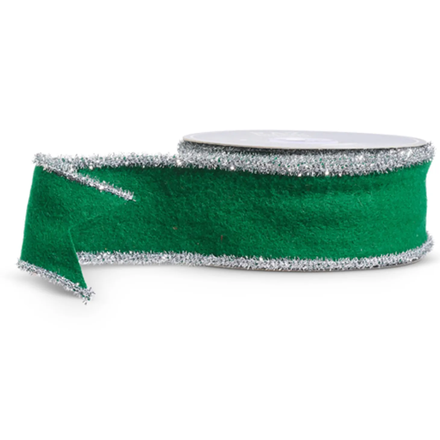 Raz 2.5" Red Or Green Felt With Silver Tinsel Trim Wired Christmas Ribbon