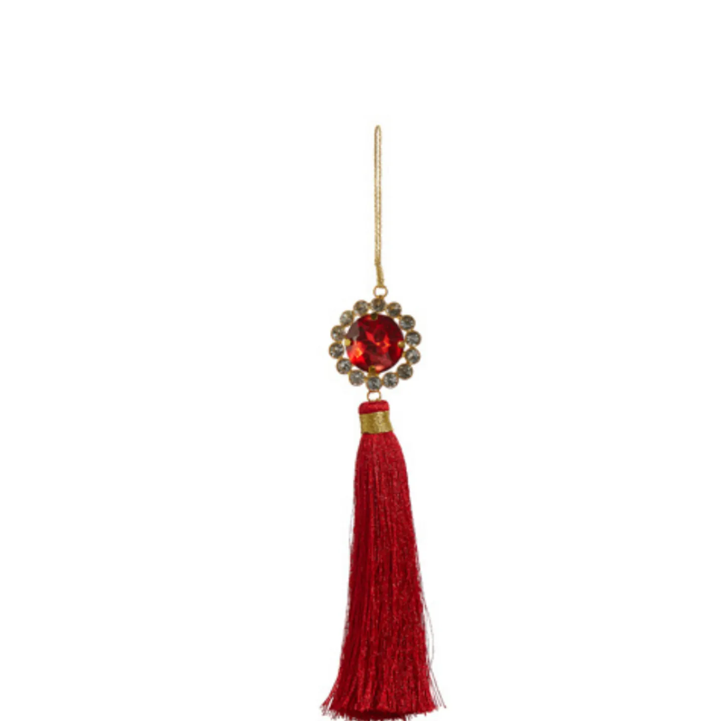 Raz 7.5" Red Or Green Jeweled Ball Tassel Christmas Ornament 4427324