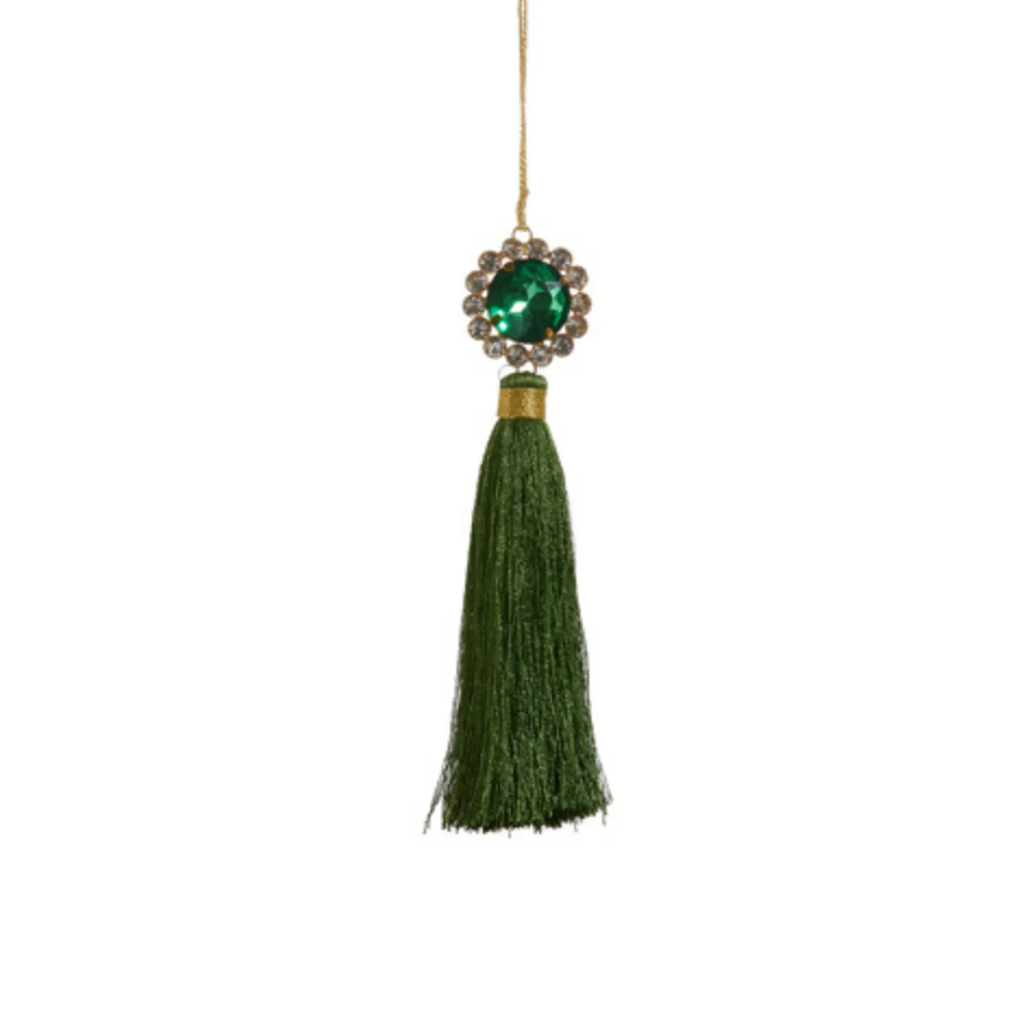 Raz 7.5" Red Or Green Jeweled Ball Tassel Christmas Ornament 4427324