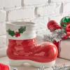 Raz 10" Red Santa Boot Christmas Vase Or Figure 4457652