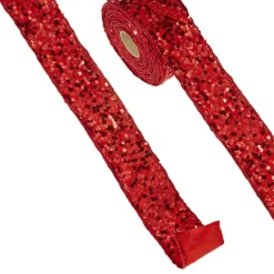 Raz 2.5" Red Sequined Wired Christmas Ribbon R4371759
