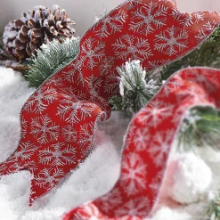 Raz 4" Red Snowflake Wired Christmas Ribbon R4127756