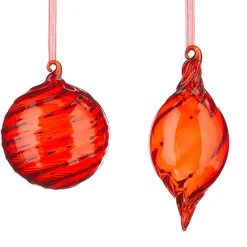 Raz 3.5" Red Swirl Glass Christmas Ornament 4224609