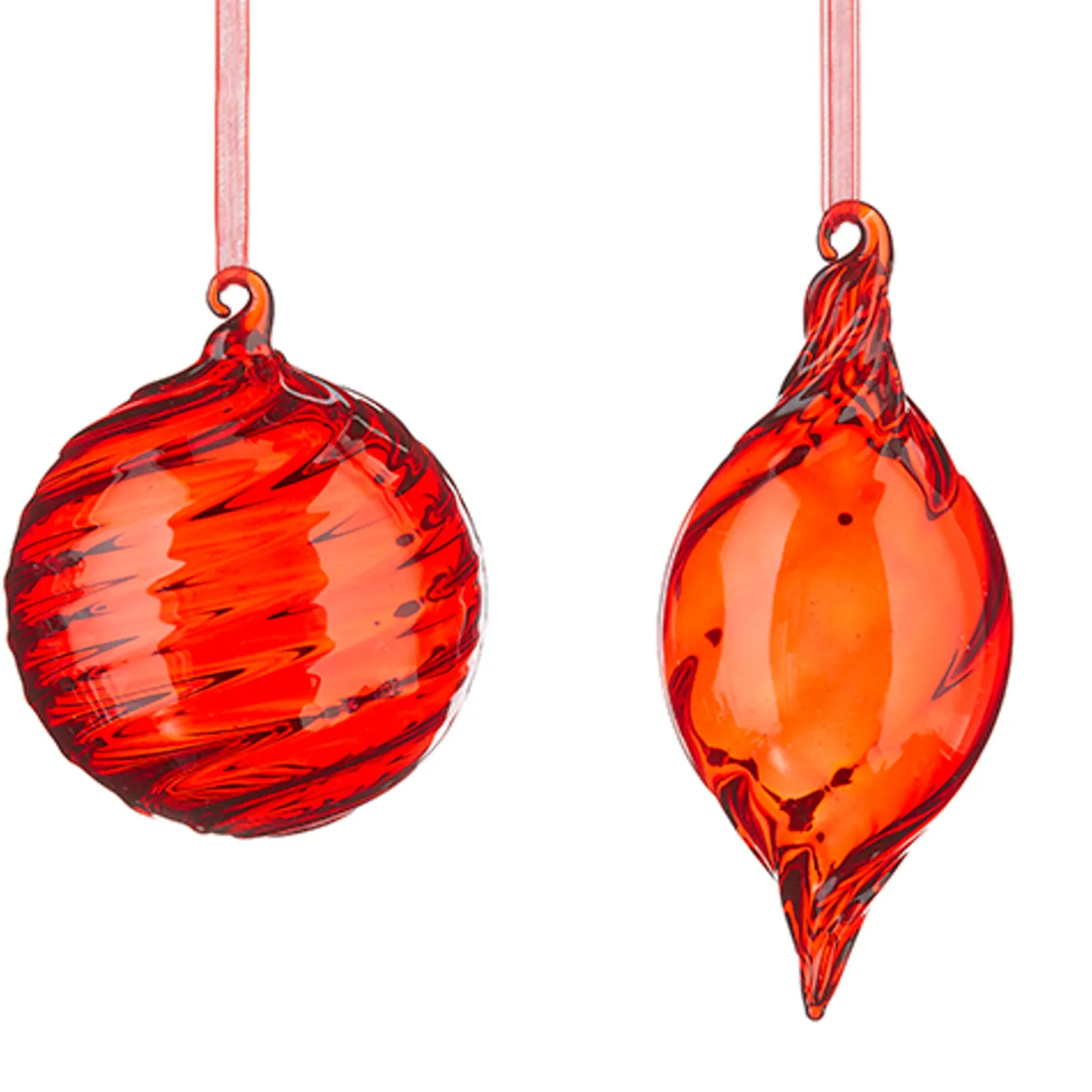 Raz 3.5" Red Swirl Glass Christmas Ornament 4224609