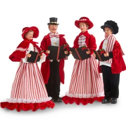 Raz 17.75" Red, White, And Black Carolers Family Christmas Decoration 4322101