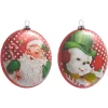 Raz 5" Retro Christmas Snowman Or Santa Disc Glass Christmas Ornament 4452871