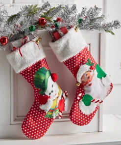Raz 19" Retro Christmas Stocking Santa Or Snowman 4416274