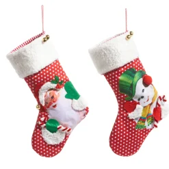 Raz 19" Retro Christmas Stocking Santa Or Snowman 4416274