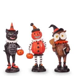 Raz 8" Retro Halloween Party Friends Figures Decoration Set Of 3 4412117