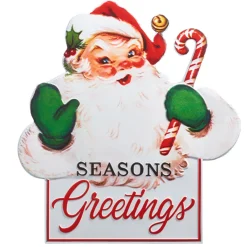 Raz 25.25" Retro Santa Metal Christmas Sign 4457275