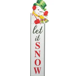 Raz 42" Retro Snowman Let It Snow Metal Christmas Porch Sign 4411211