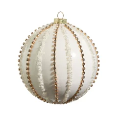 Raz 5" Rhinestone And Pearl Ball Glass Christmas Ornament 4422828