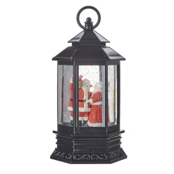 Raz 10" Santa And Mrs. Claus Musical Lighted Water Globe Christmas Lantern 4115573