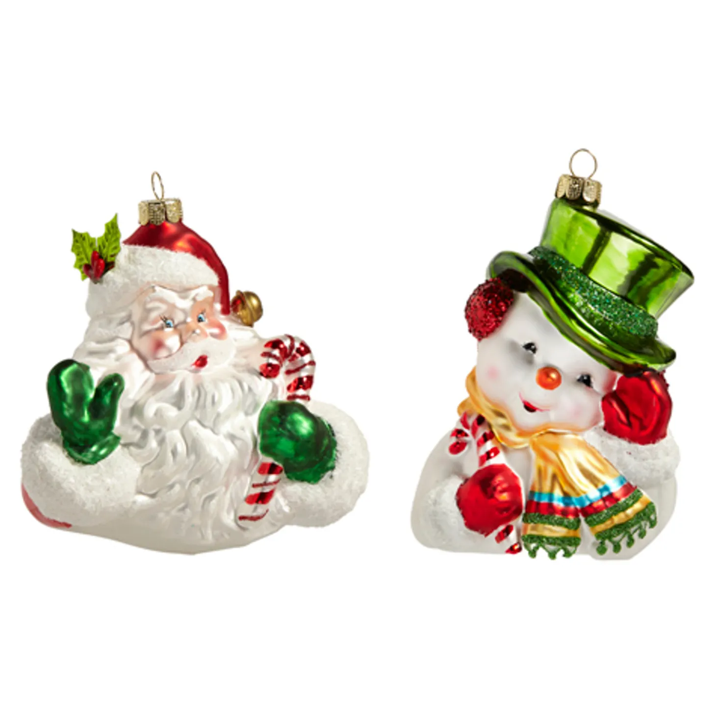 Raz 5" Santa Or Snowman Retro Glass Christmas Ornament 4452872