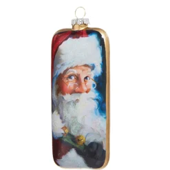 Raz 6" Santa Portrait Glass Christmas Ornament 4324617