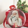 Raz 6" Santa Reading Letter Disc Glass Christmas Ornament 4252887