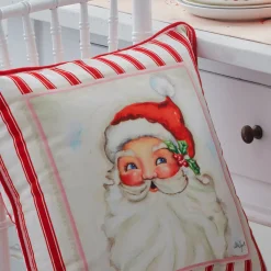 Raz 18" Santa Red And White Striped Christmas Pillow 4345535
