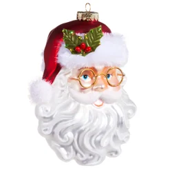 Raz 6.5" Santa With Glasses Glass Christmas Ornament 4352897