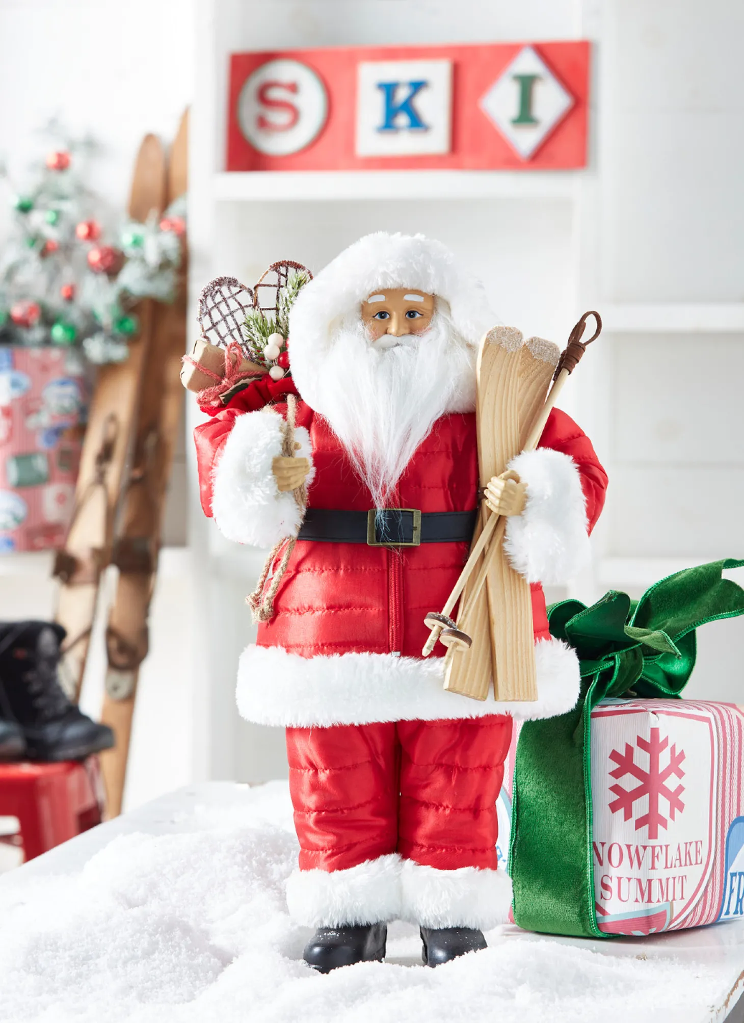 Raz 18" Santa With Skis Christmas Figure 4315524