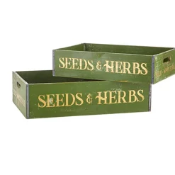 Raz 18" Seeds And Herbs Crates Set Of 2 4211218