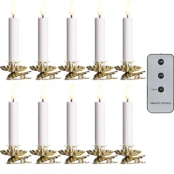 Raz 4" Set Of 10 Clip-On Lighted Christmas Tree Candles With Remote 4324036