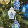 Raz 6" Set Of 3 Delft Ginger Jar Cut Out Christmas Ornament 4210273